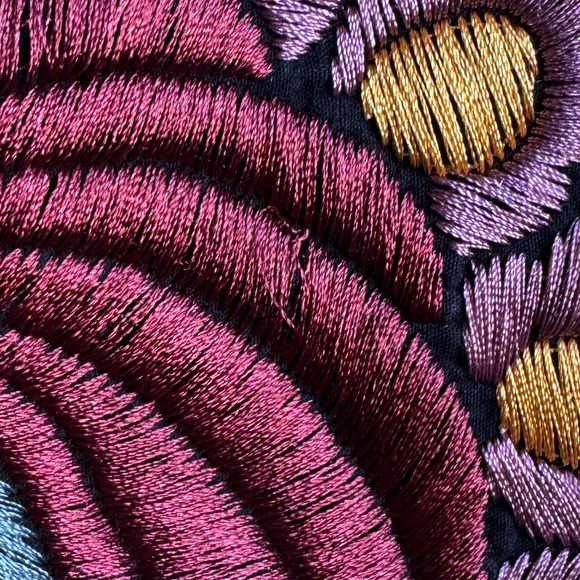 VGUC Free People Oversized Storm Wash Embroidered Black Denim Jacket size XS - Picture 8 of 9